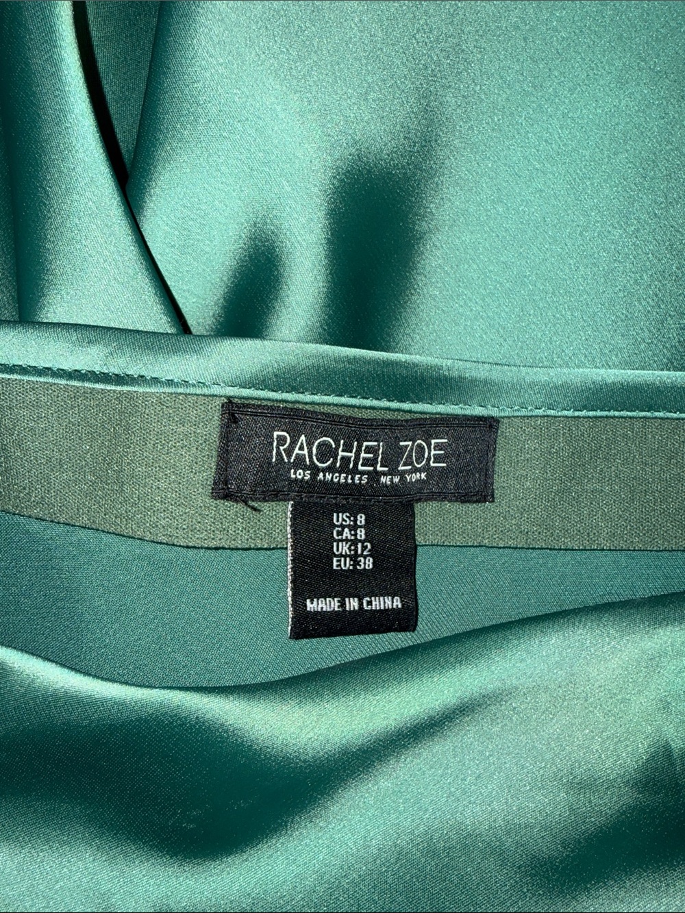 Rachel Zoe New York satin green flowy midi skirt size 8 - Picture 4 of 6